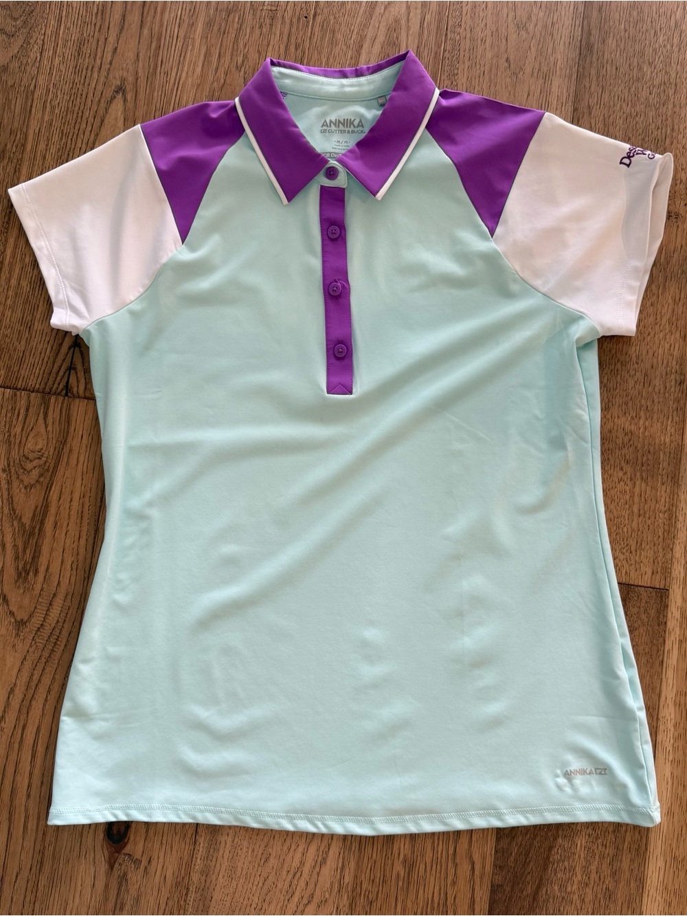 Cutter & Buck Annika Mint and Purple Golf Polo
